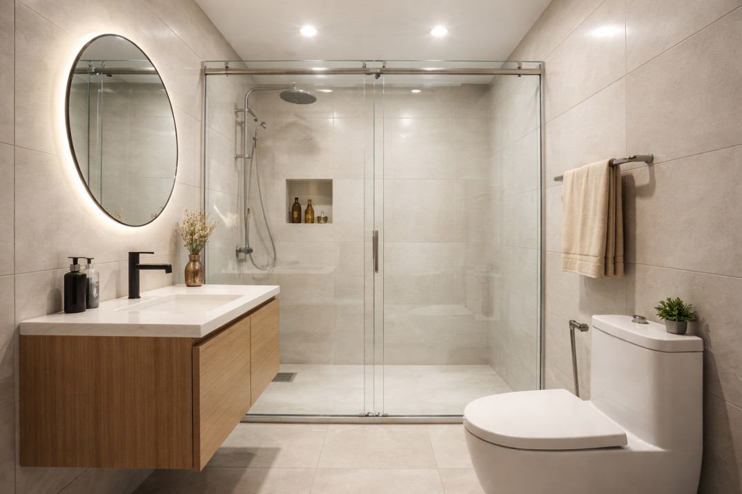 glass shower partition bathroom design