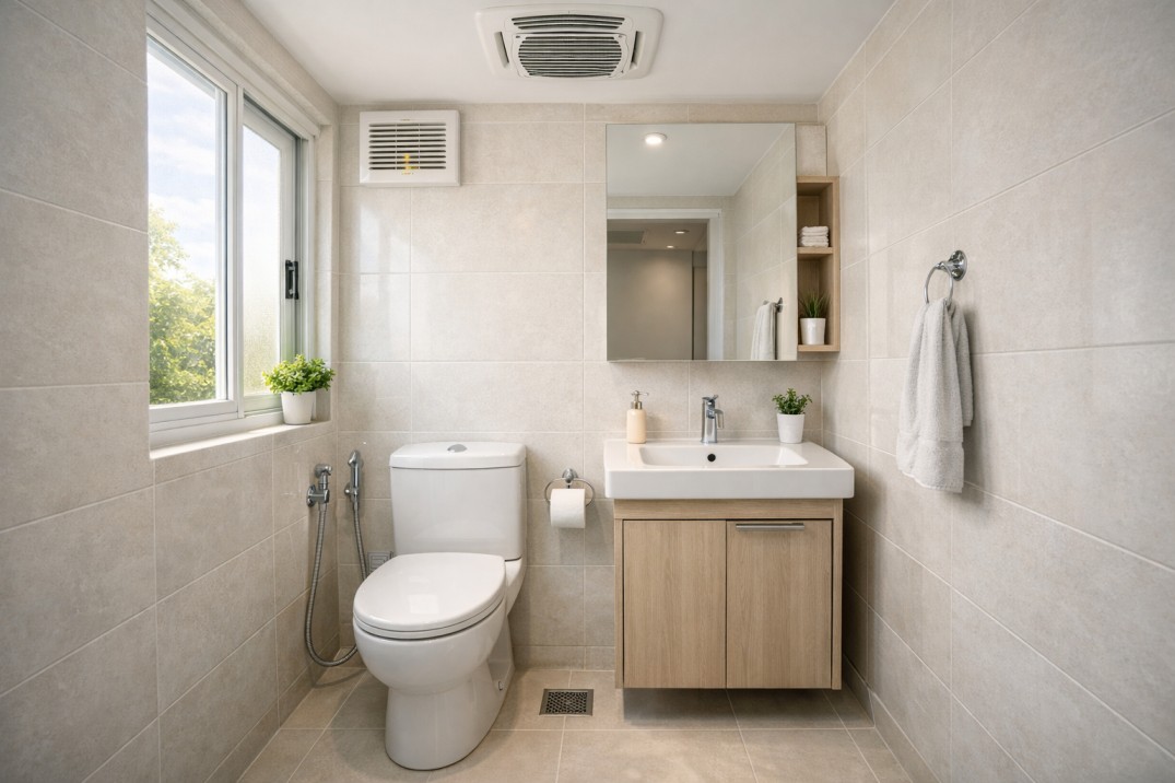 small bathroom with natural lighting and ventilation