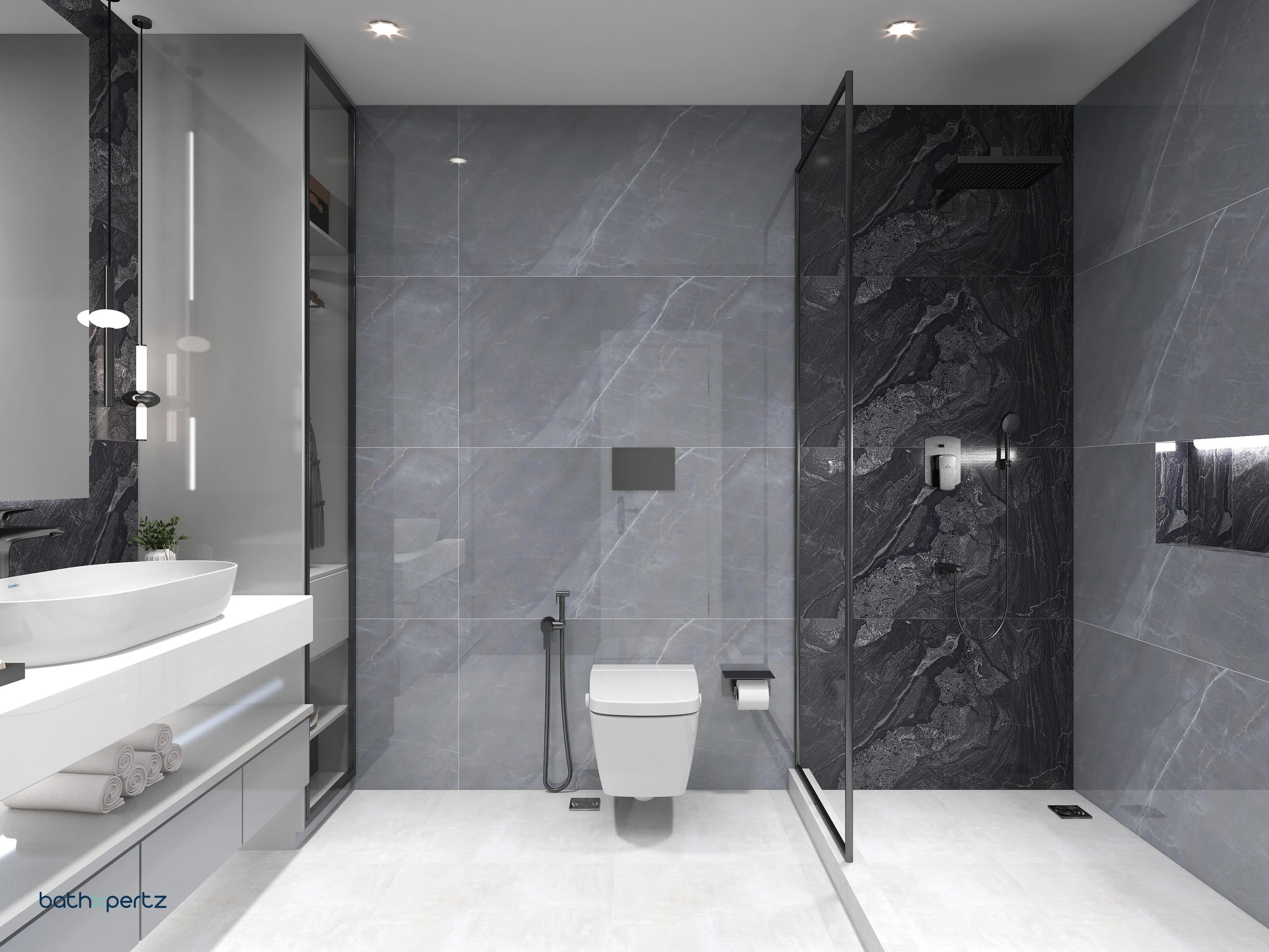 Dark Delight | Modern Luxury Small Bathroom Design