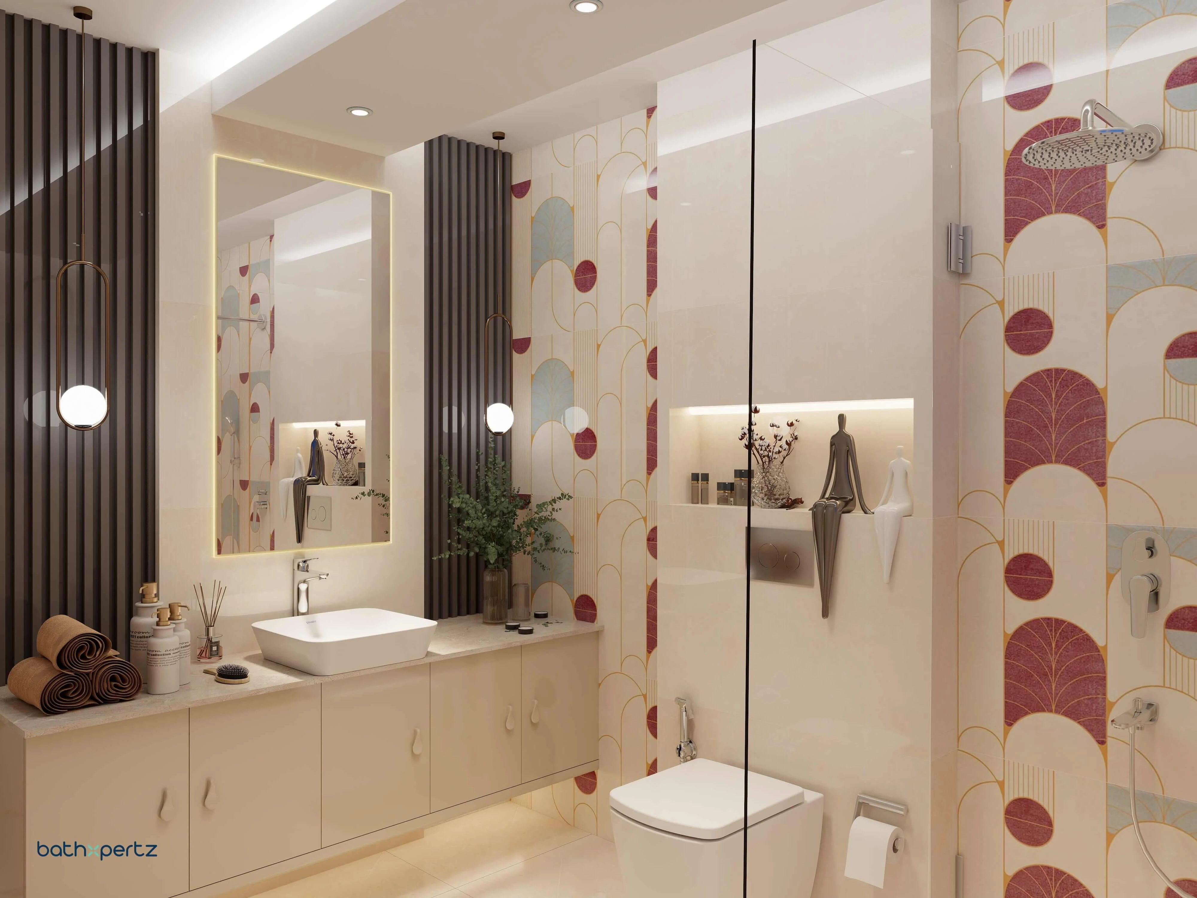 Kaleidoscope Harmony | Artistic Simple Bathroom Design