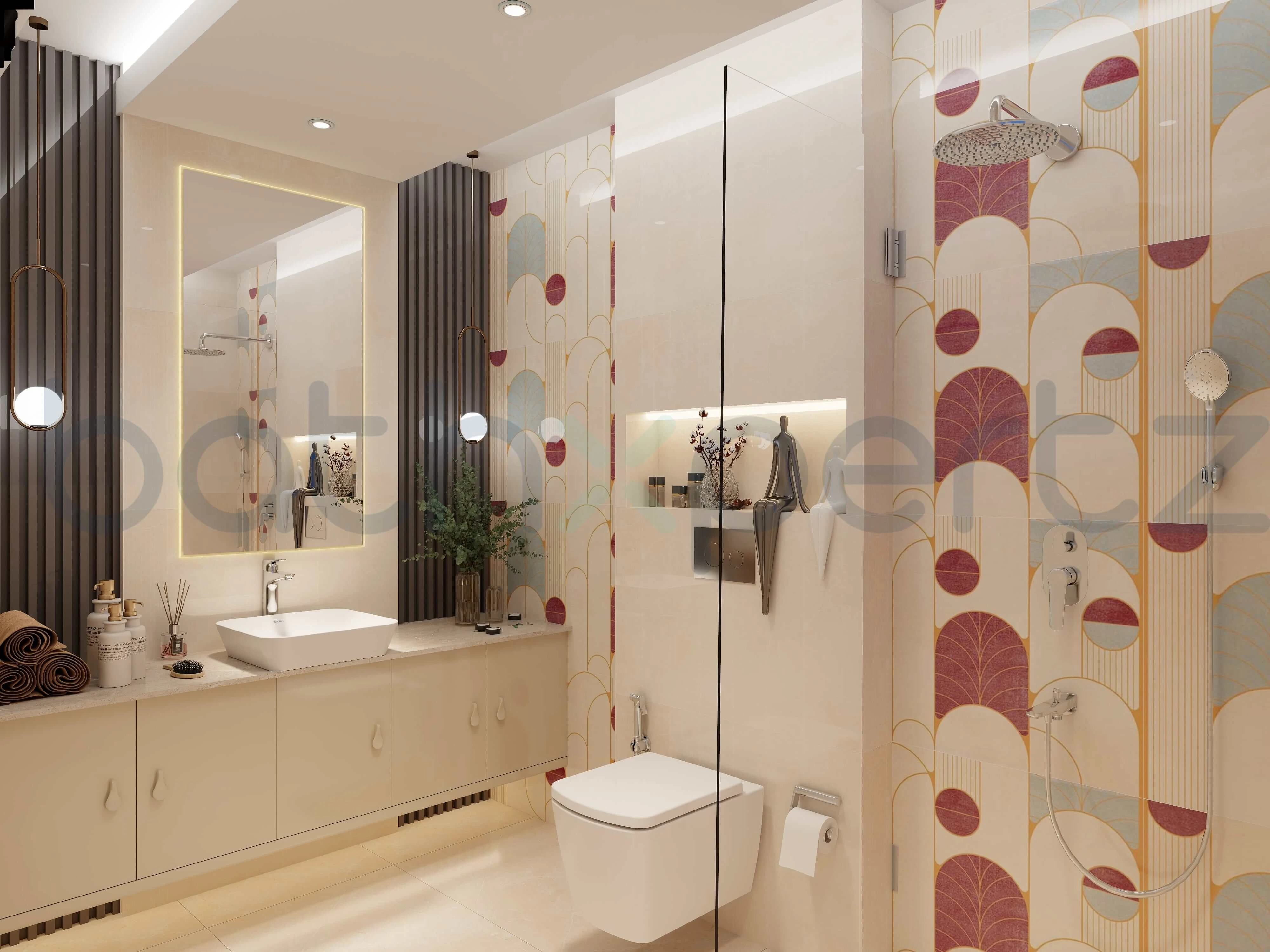Kaleidoscope Harmony | Artistic Simple Bathroom Design